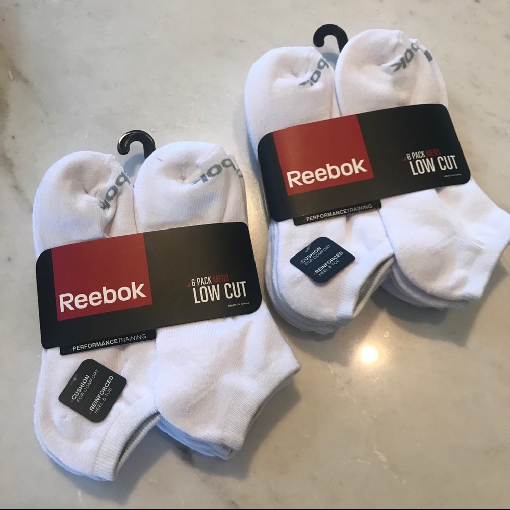 NWT Reebok Low Cut Mens Socks 2 Packs of 6